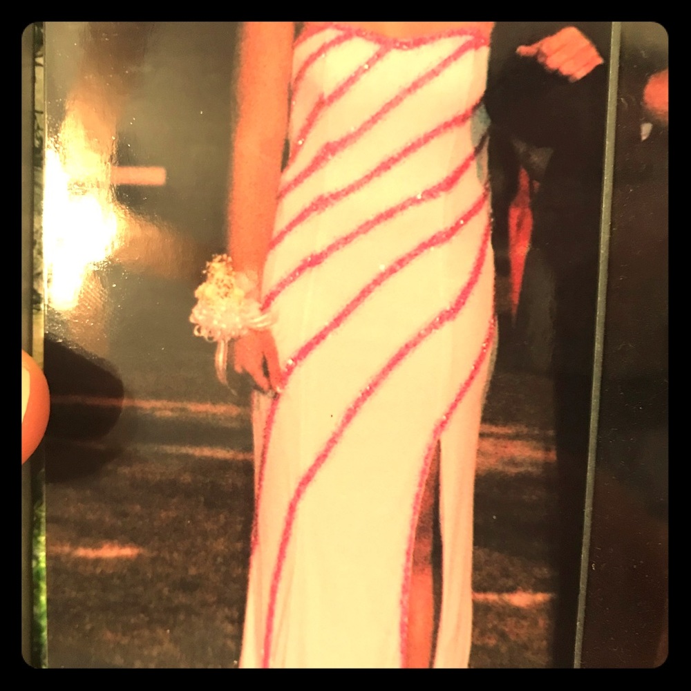 White and Pink Formal Dress